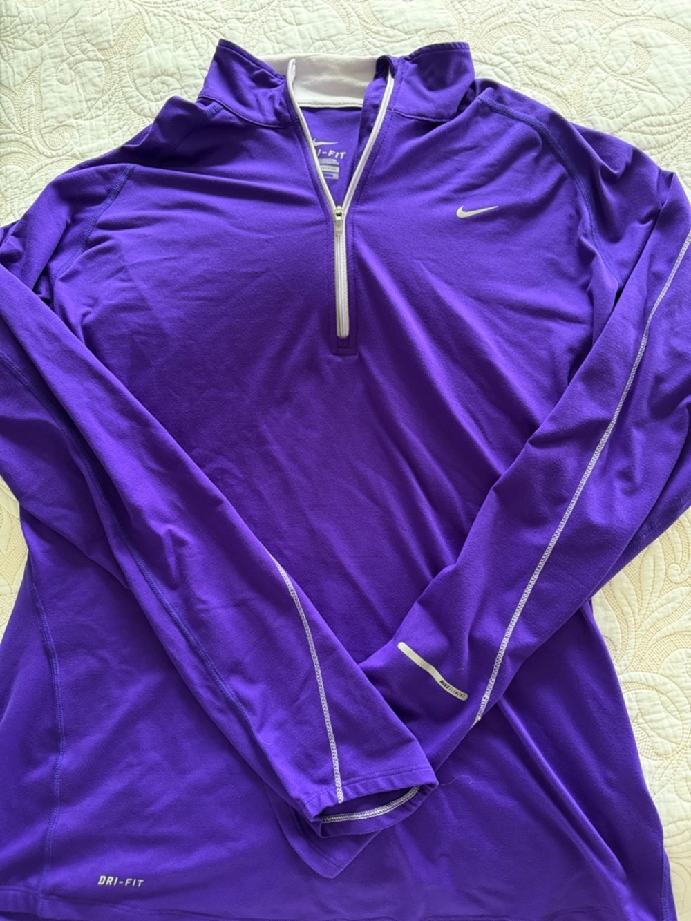 Nike Purple Dri-FIT Half-Zip Athletic Top with White Trim